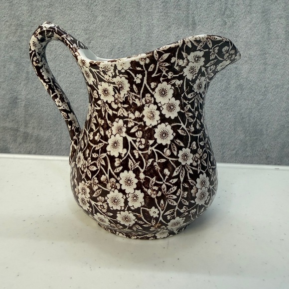 Vintage Royal Crownford Ironstone Pitcher BrownFloral Calico England Collector